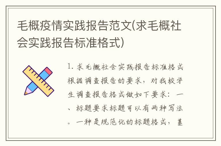 毛概疫情实践报告范文(求毛概社会实践报告标准格式)