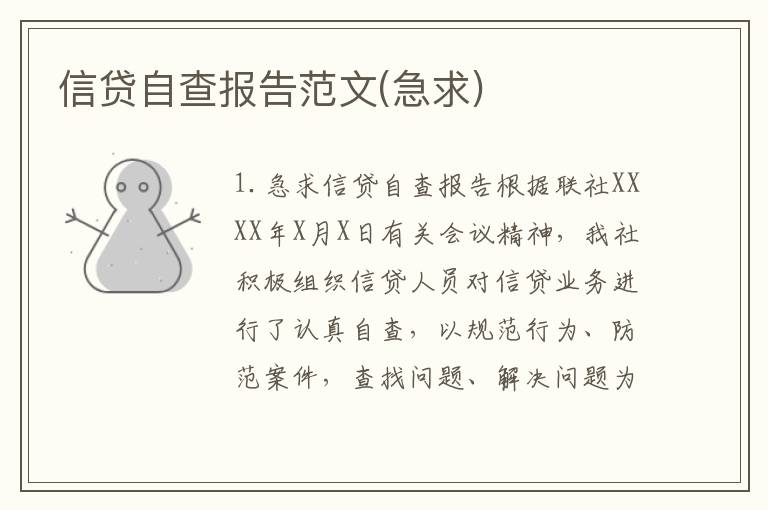 信贷自查报告范文(急求)