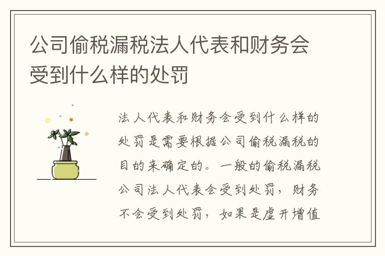 公司偷税漏税法人代表和财务会受到什么样的处罚