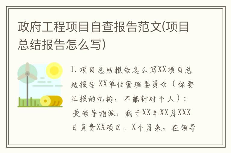 政府工程项目自查报告范文(项目总结报告怎么写)