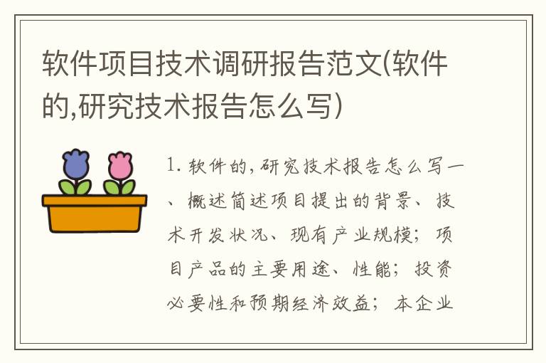 软件项目技术调研报告范文(软件的,研究技术报告怎么写)