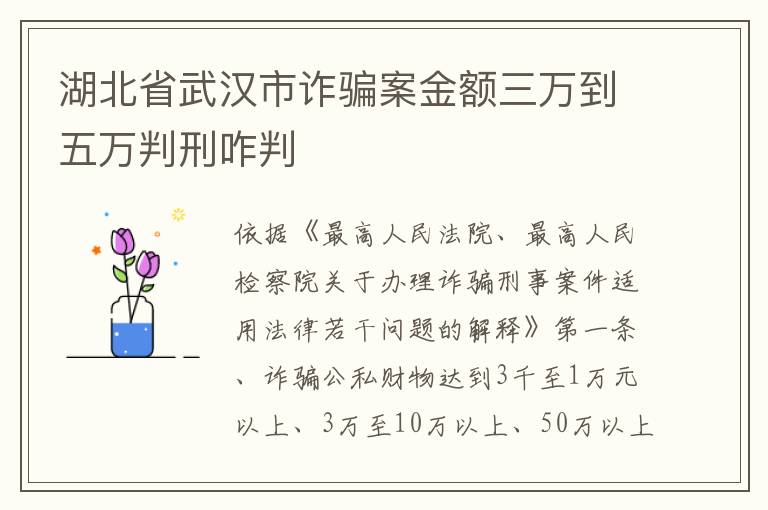 湖北省武汉市诈骗案金额三万到五万判刑咋判