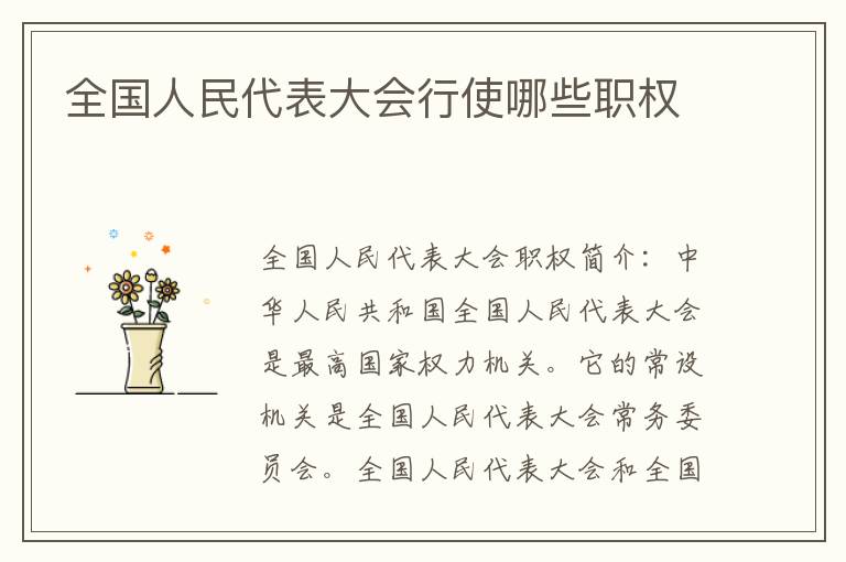 全国人民代表大会行使哪些职权