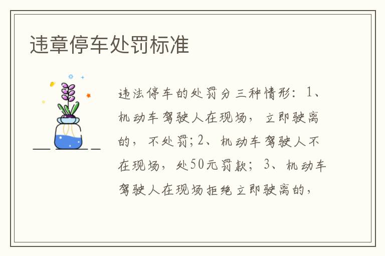 违章停车处罚标准