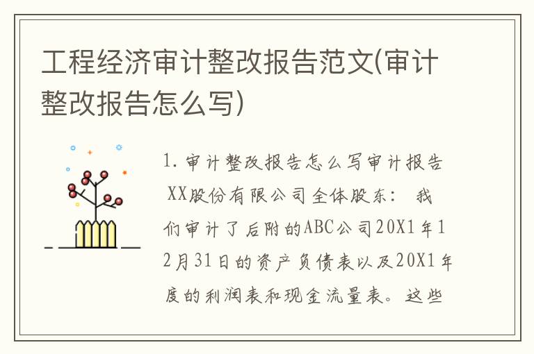 工程经济审计整改报告范文(审计整改报告怎么写)