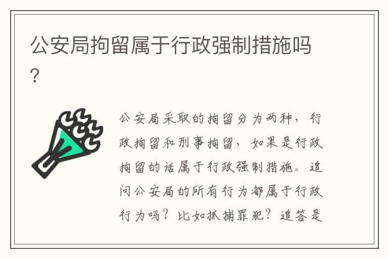 公安局拘留属于行政强制措施吗?