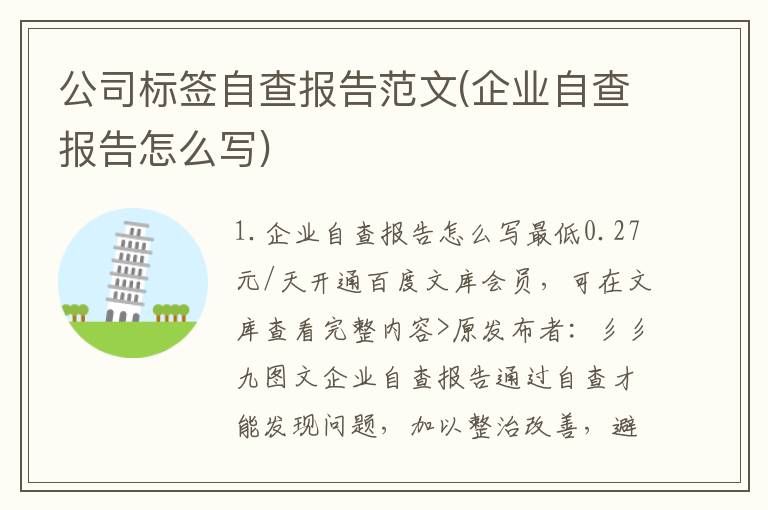 公司标签自查报告范文(企业自查报告怎么写)