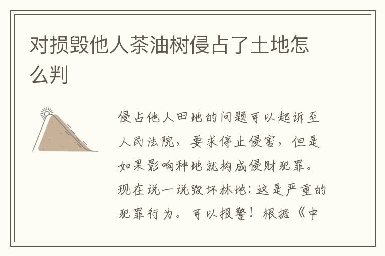 对损毁他人茶油树侵占了土地怎么判