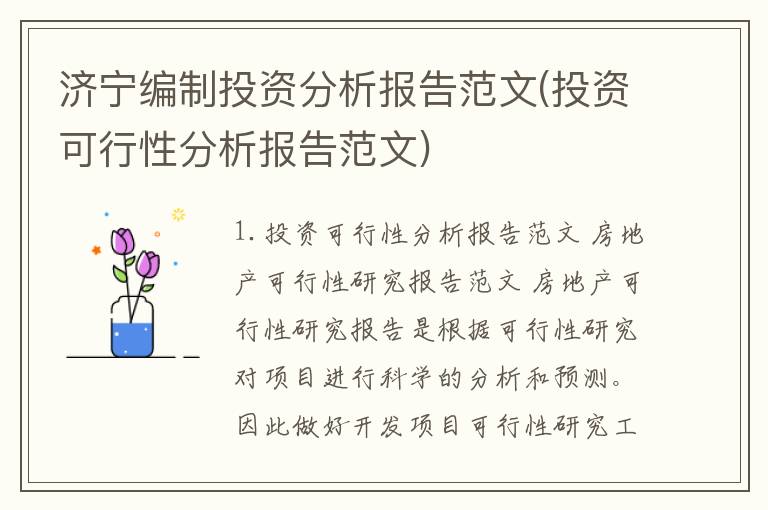 济宁编制投资分析报告范文(投资可行性分析报告范文)