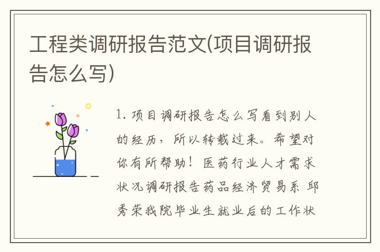 工程类调研报告范文(项目调研报告怎么写)