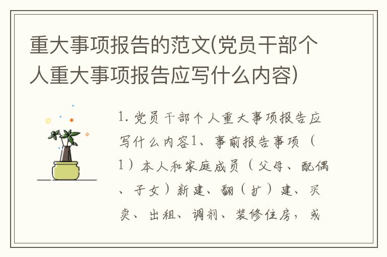 重大事项报告的范文(党员干部个人重大事项报告应写什么内容)