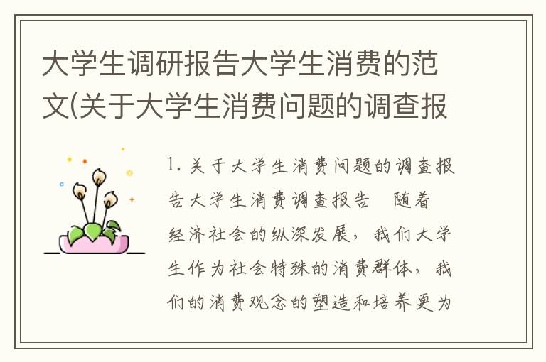 大学生调研报告大学生消费的范文(关于大学生消费问题的调查报告)