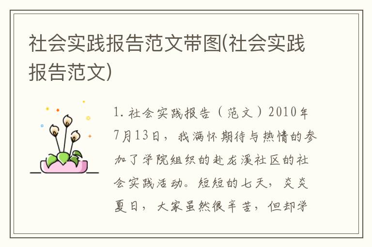 社会实践报告范文带图(社会实践报告范文)
