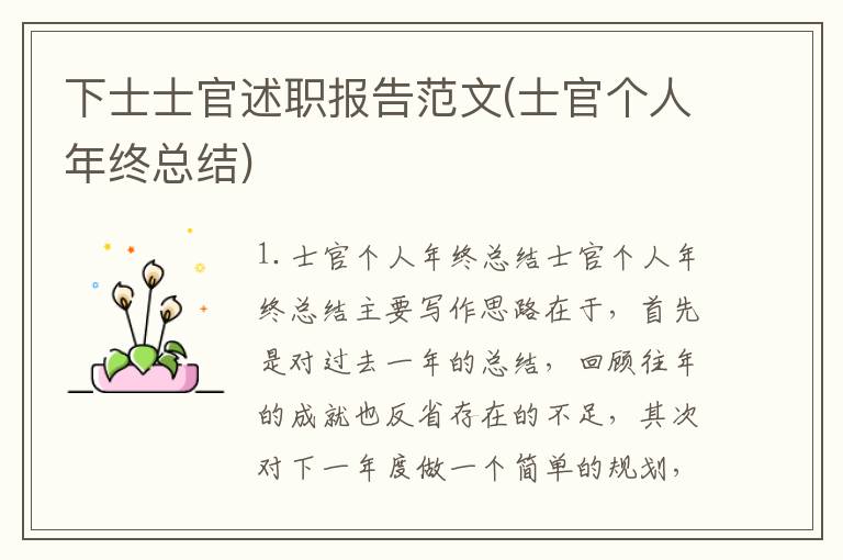 下士士官述职报告范文(士官个人年终总结)