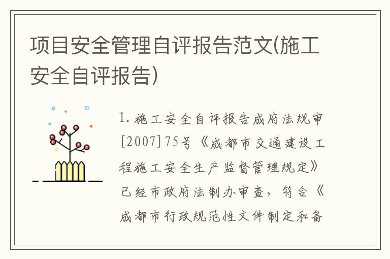项目安全管理自评报告范文(施工安全自评报告)