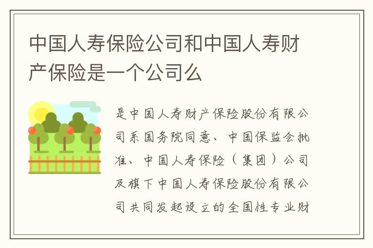 中国人寿保险公司和中国人寿财产保险是一个公司么