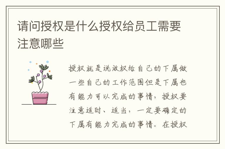 请问授权是什么授权给员工需要注意哪些