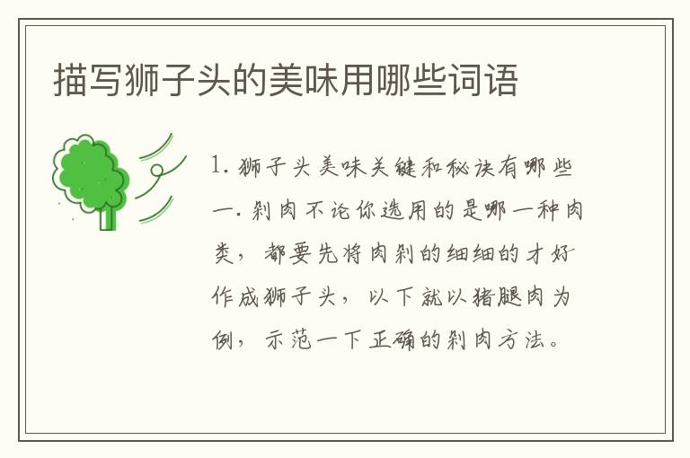 描写狮子头的美味用哪些词语