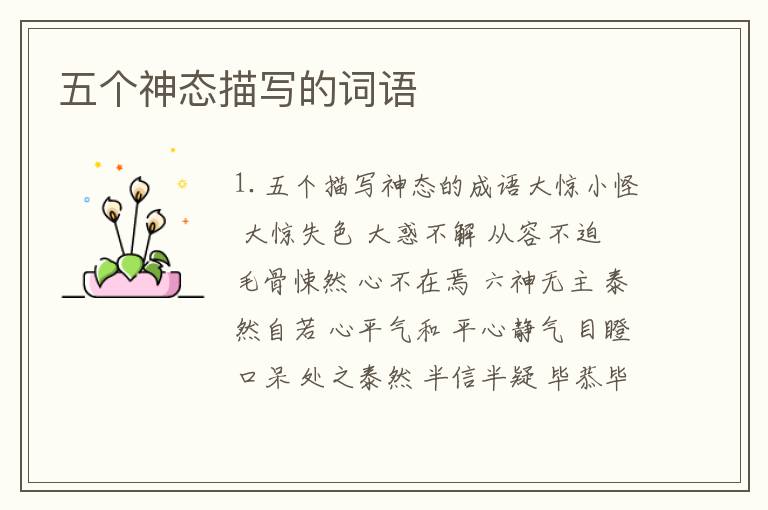五个神态描写的词语