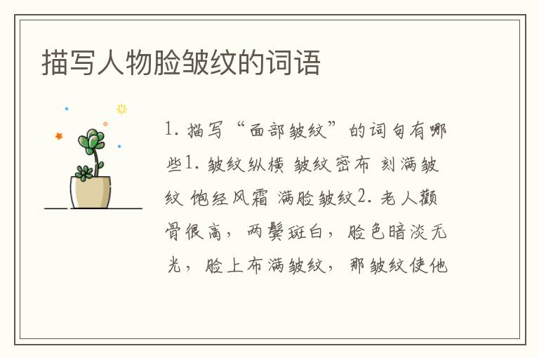 描写人物脸皱纹的词语