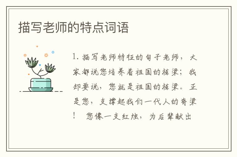 描写老师的特点词语