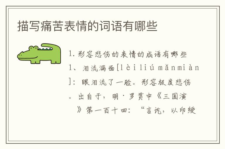 描写痛苦表情的词语有哪些