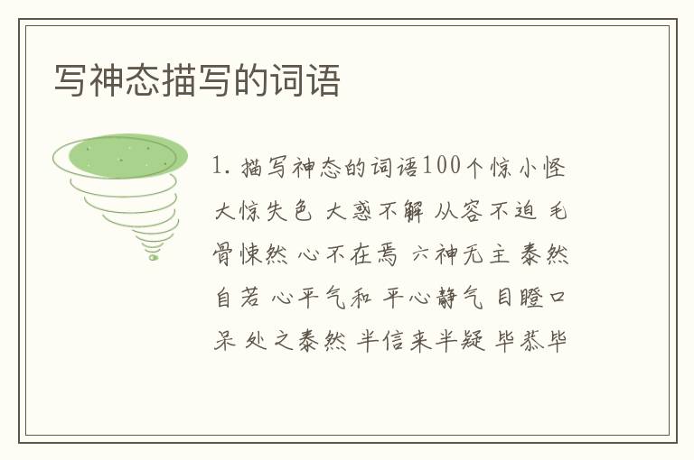写神态描写的词语