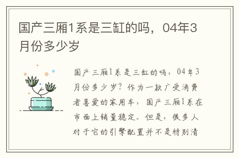 国产三厢1系是三缸的吗，04年3月份多少岁