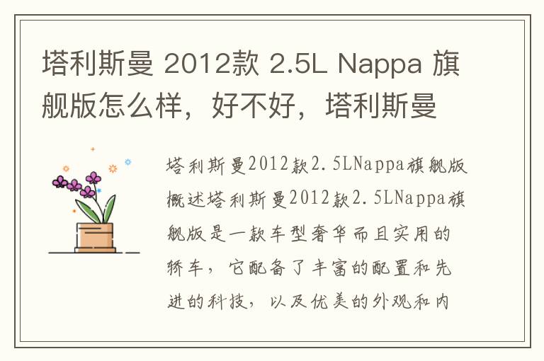 塔利斯曼 2012款 2.5L Nappa 旗舰版怎么样，好不好，塔利斯曼vf1aal12