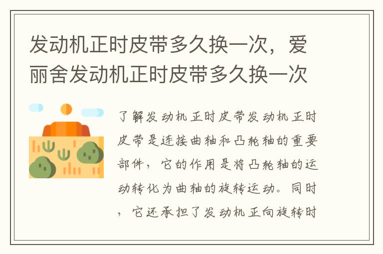 发动机正时皮带多久换一次,爱丽舍发动机正时皮带多久换一次