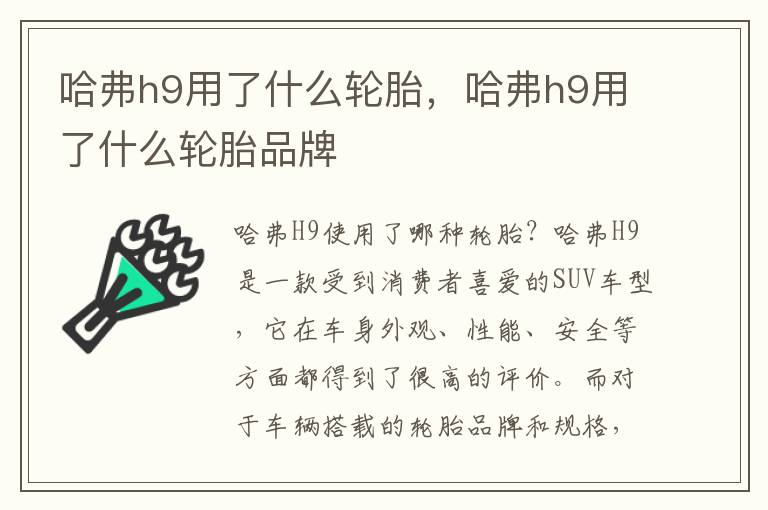 哈弗h9用了什么轮胎，哈弗h9用了什么轮胎品牌