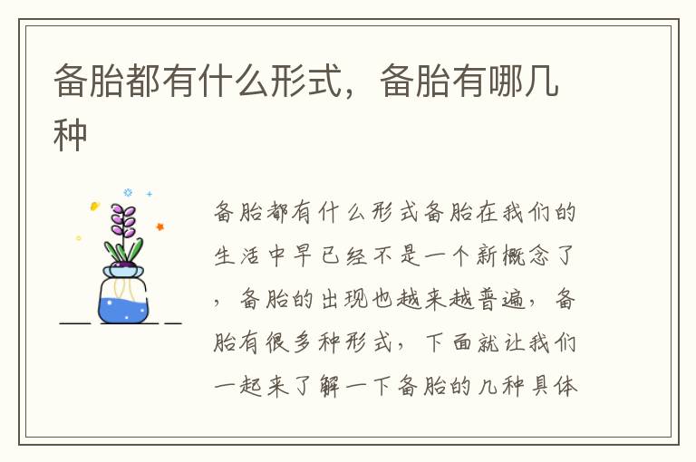 备胎都有什么形式，备胎有哪几种