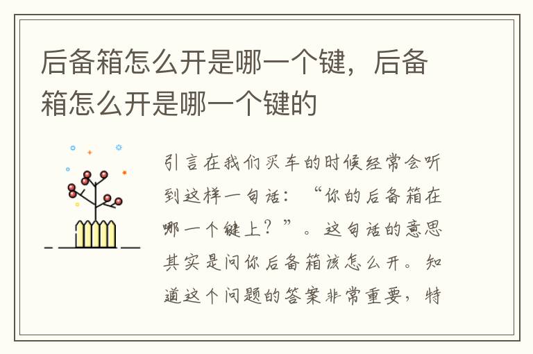 后备箱怎么开是哪一个键，后备箱怎么开是哪一个键的