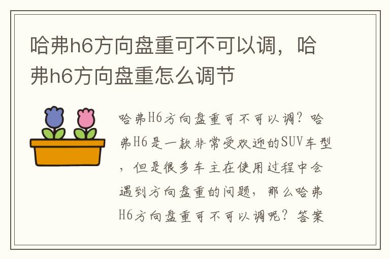 哈弗h6方向盘重可不可以调，哈弗h6方向盘重怎么调节