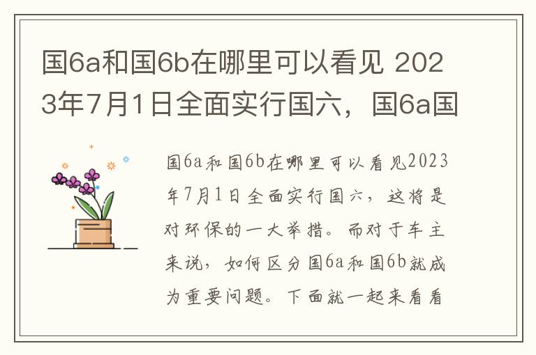 国6a和国6b在哪里可以看见 2023年7月1日全面实行国六，国6a国6b怎么区分