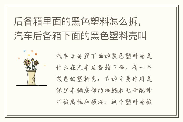 后备箱里面的黑色塑料怎么拆，汽车后备箱下面的黑色塑料壳叫什么