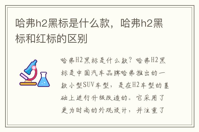 哈弗h2黑标是什么款，哈弗h2黑标和红标的区别
