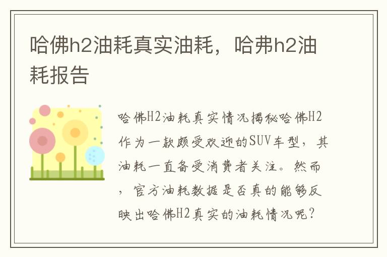 哈佛h2油耗真实油耗，哈弗h2油耗报告