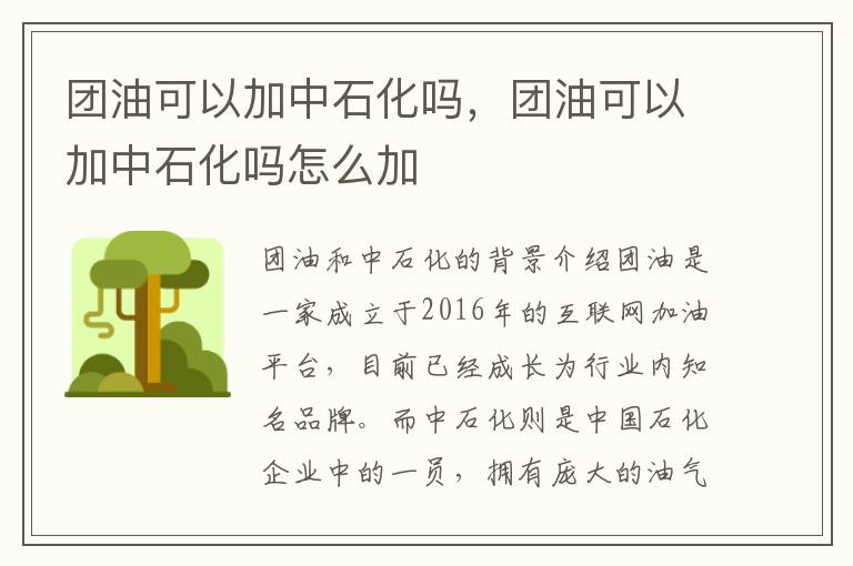 团油可以加中石化吗，团油可以加中石化吗怎么加
