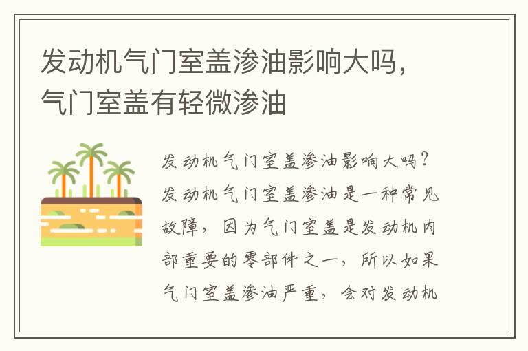 发动机气门室盖渗油影响大吗,气门室盖有轻微渗油