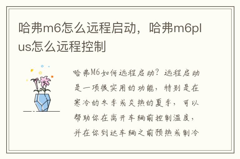 哈弗m6怎么远程启动，哈弗m6plus怎么远程控制
