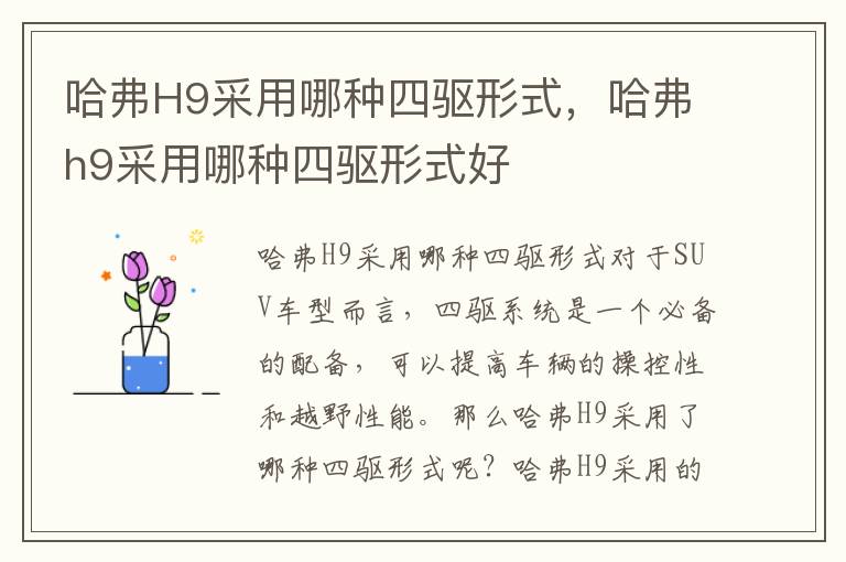 哈弗H9采用哪种四驱形式，哈弗h9采用哪种四驱形式好