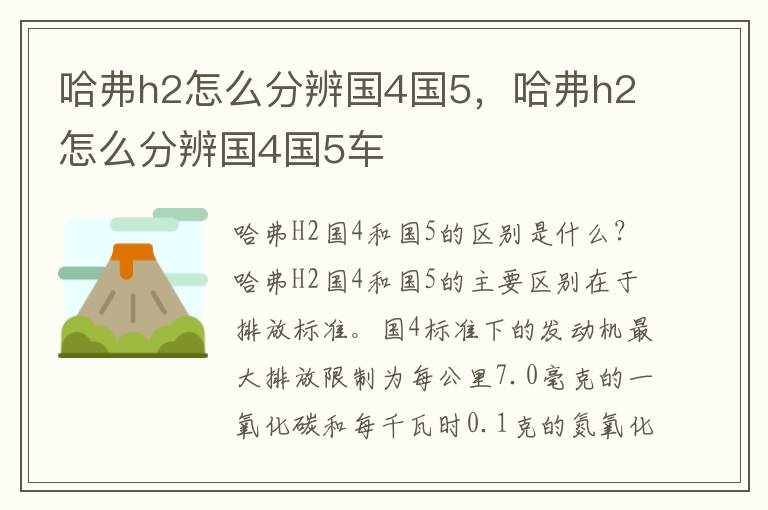 哈弗h2怎么分辨国4国5，哈弗h2怎么分辨国4国5车