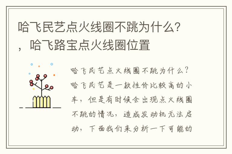 哈飞民艺点火线圈不跳为什么？，哈飞路宝点火线圈位置