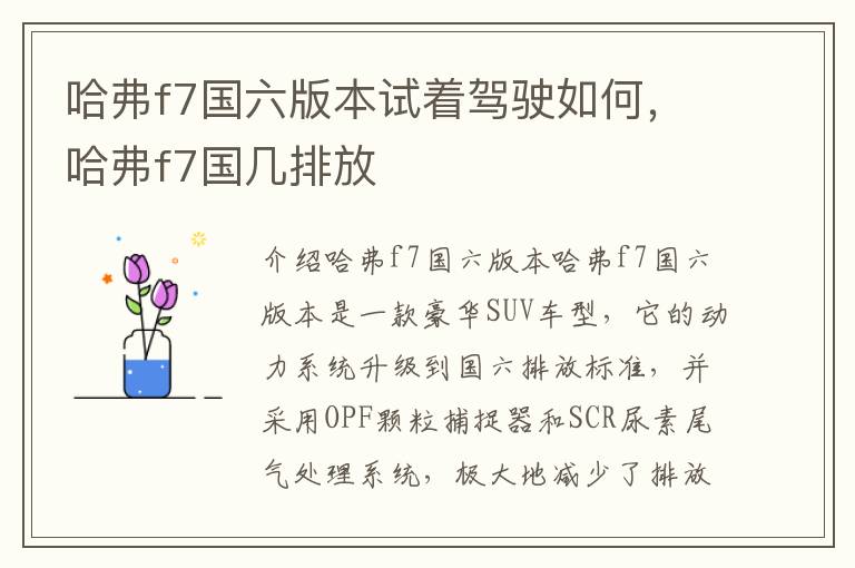 哈弗f7国六版本试着驾驶如何，哈弗f7国几排放