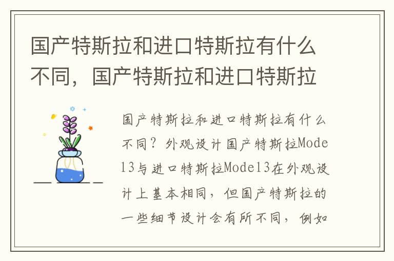 国产特斯拉和进口特斯拉有什么不同，国产特斯拉和进口特斯拉的区别