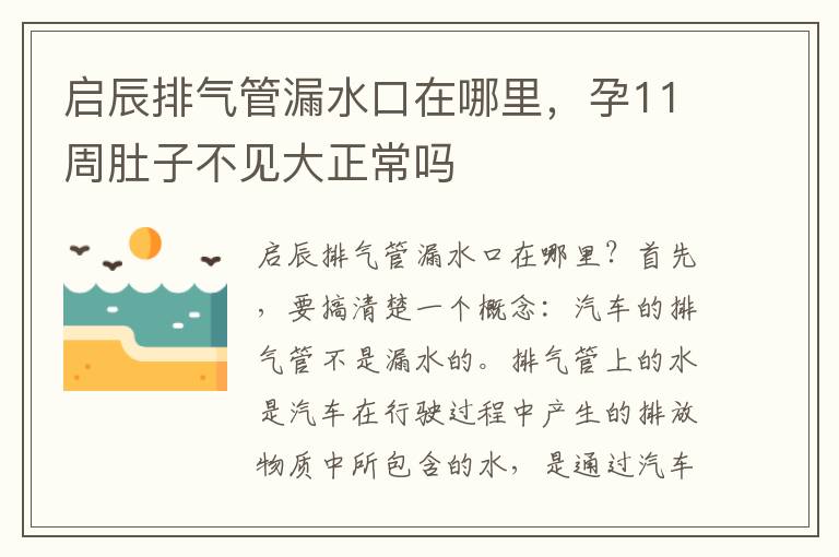 启辰排气管漏水口在哪里，孕11周肚子不见大正常吗