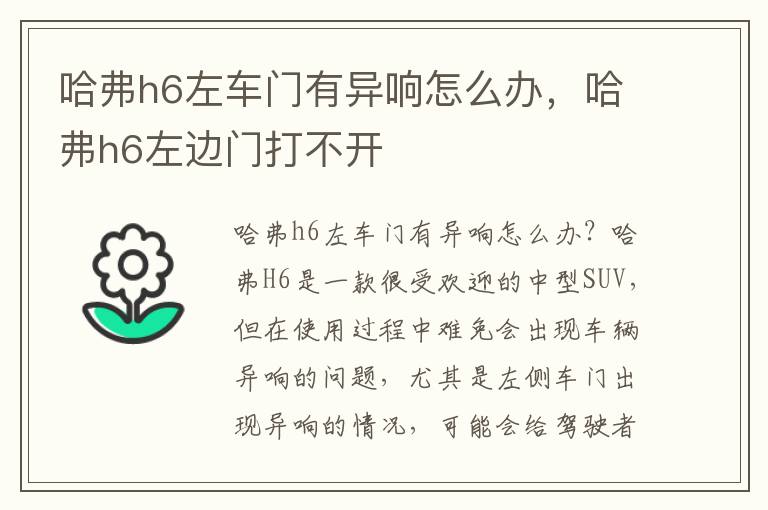 哈弗h6左车门有异响怎么办，哈弗h6左边门打不开