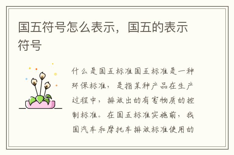 国五符号怎么表示，国五的表示符号