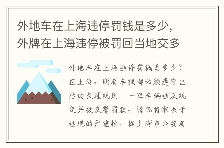 外地车在上海违停罚钱是多少，外牌在上海违停被罚回当地交多少钱